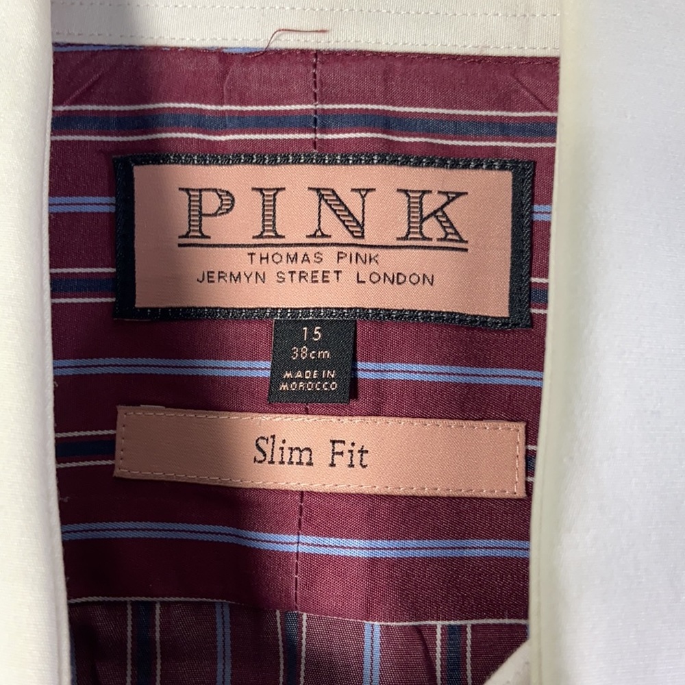 Thomas Pink Stripe  Slim Fit French Cuff Shirt 15 - Picture 3 of 4